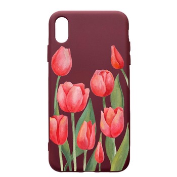 Husa Premium Silicon compatibila cu Samsung Galaxy A10, Red Roses, cu interiorul din material textil, protectie camera, Burgundy, PBR633 Husa Premium Silicon compatibila cu Samsung Galaxy A10, Red Roses, cu interiorul din material textil, protectie camera, Burgundy, PBR633