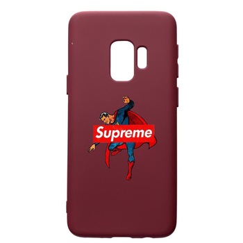 Husa Premium TPU compatibila cu Samsung Galaxy S9, Supreme, Superman, cu interiorul din material textil, protectie camera, Burgundy, PBR259 Husa Premium TPU compatibila cu Samsung Galaxy S9, Supreme, Superman, cu interiorul din material textil, protectie camera, Burgundy, PBR259