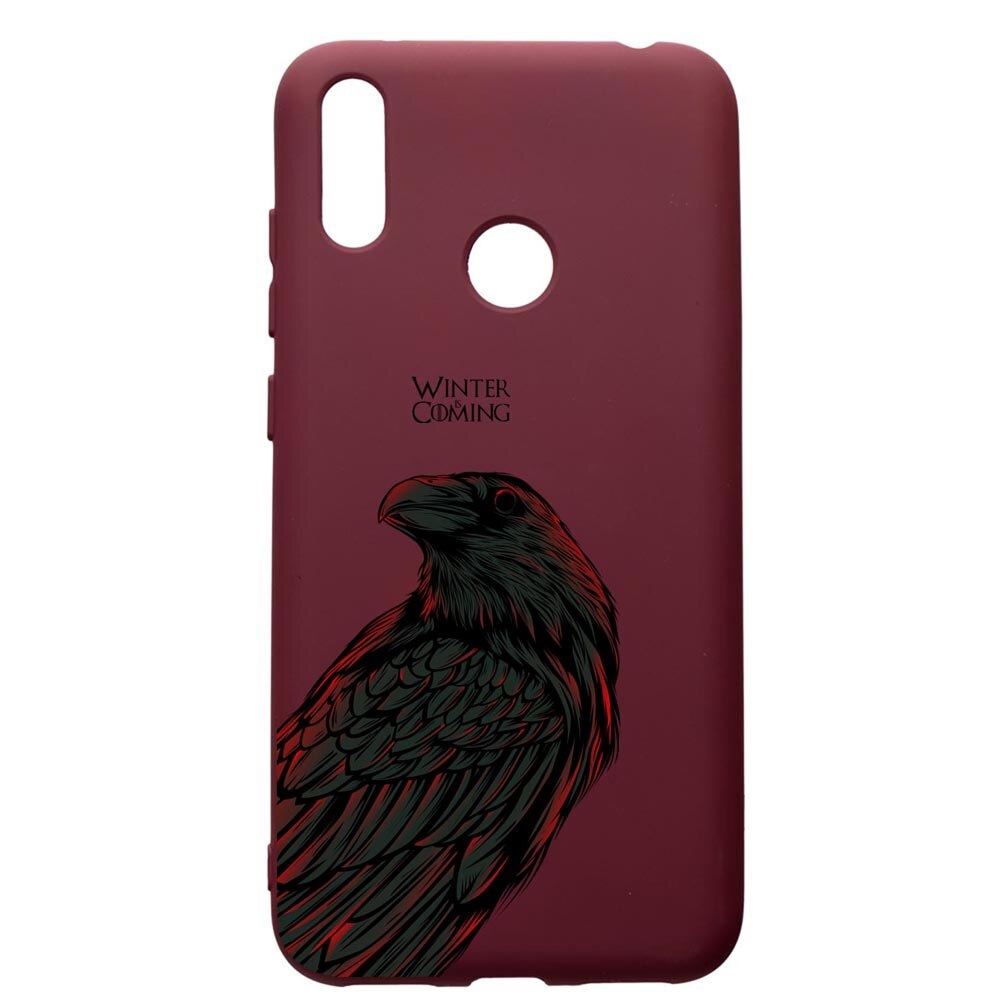 Husa Premium TPU compatibila cu Huawei Y7 2019, Game Of Thrones, cu interiorul din material textil, protectie camera, Burgundy, PBR285