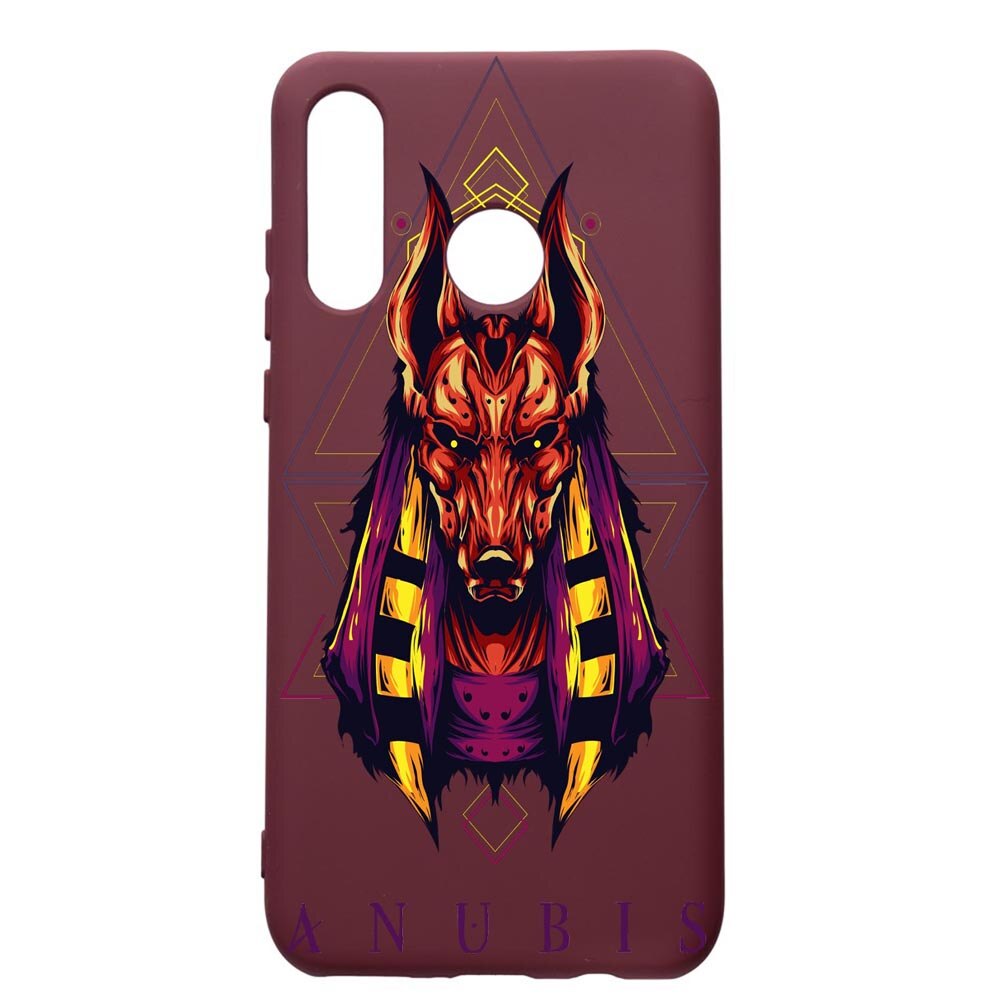 Husa Premium TPU compatibila cu Huawei P30 Lite, Anubis, cu interiorul din material textil, protectie camera, Burgundy, PBR286