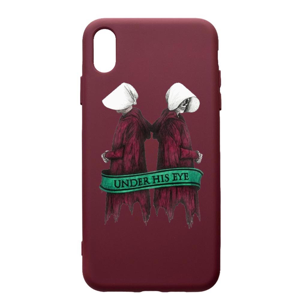 Husa Premium TPU compatibila cu Apple iPhone XS Max, The Handmaid's Tale, cu interiorul din material textil, protectie camera, Burgundy, PBR291