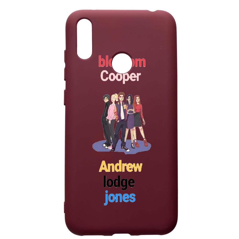 Husa Premium Silicon compatibila cu Huawei Y7 2019, Riverdale, cu interiorul din material textil, protectie camera, Burgundy, PBR623