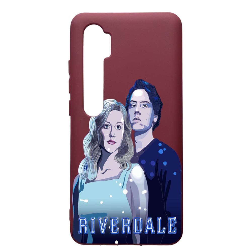 Husa Premium Silicon compatibila cu Xioami Mi Note 10, Riverdale, cu interiorul din material textil, protectie camera, Burgundy, PBR614