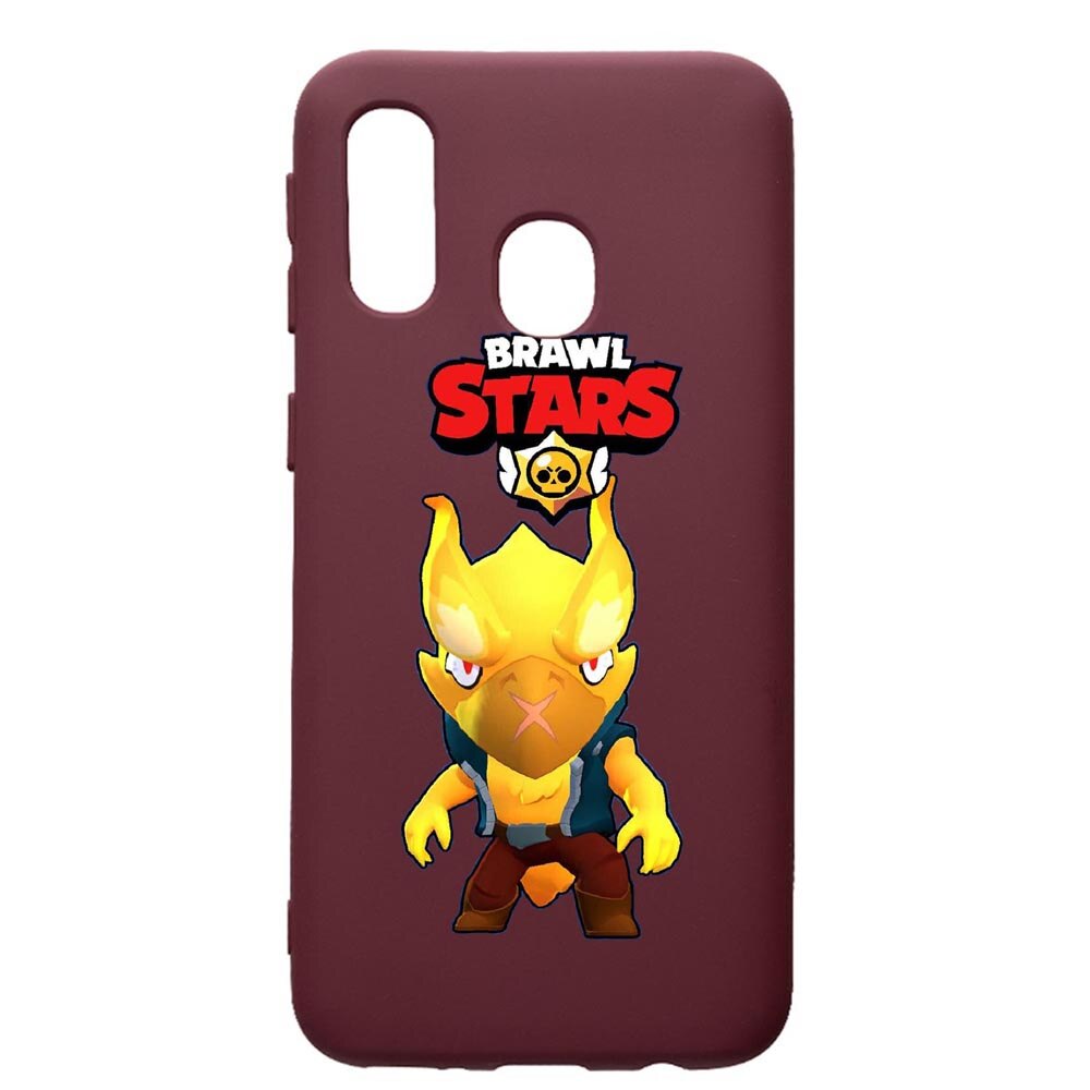 Husa Premium Silicon compatibila cu Samsung Galaxy A40, Brawl Stars Phoenix Crow, cu interiorul din material textil, protectie camera, Burgundy, PBR645