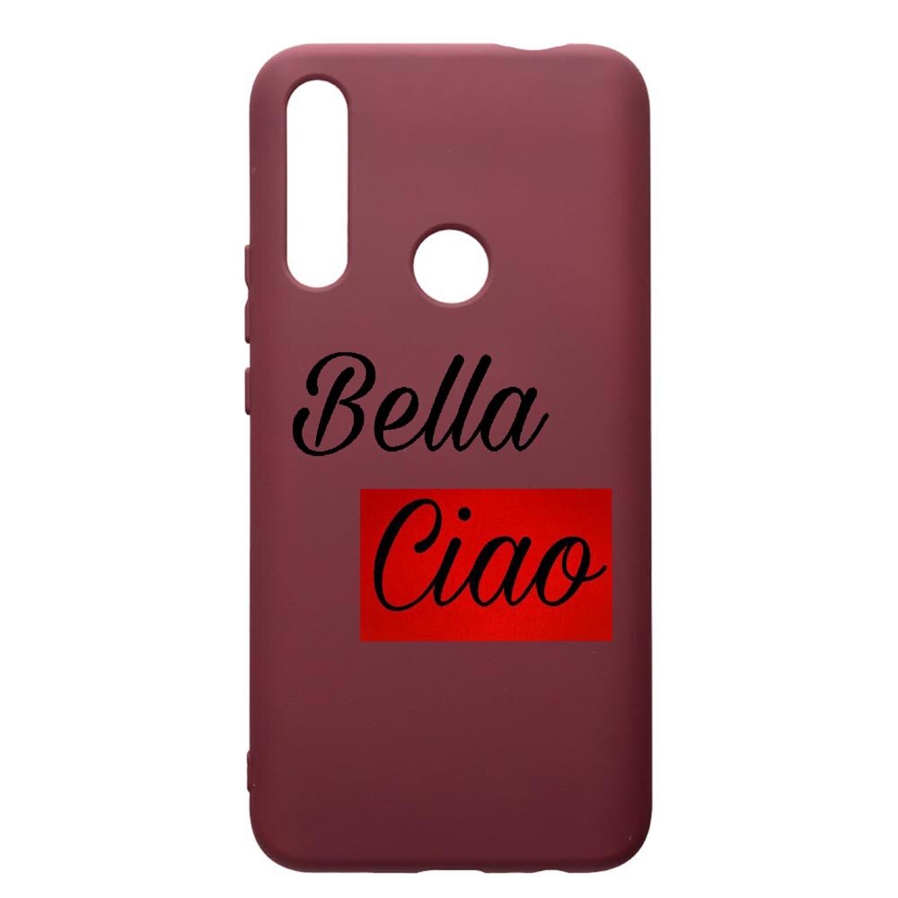 Husa Premium TPU compatibila cu Huawei P Smart Z, La Casa De Papel Ciao Bella, cu interiorul din material textil, protectie camera, Burgundy, PBR293