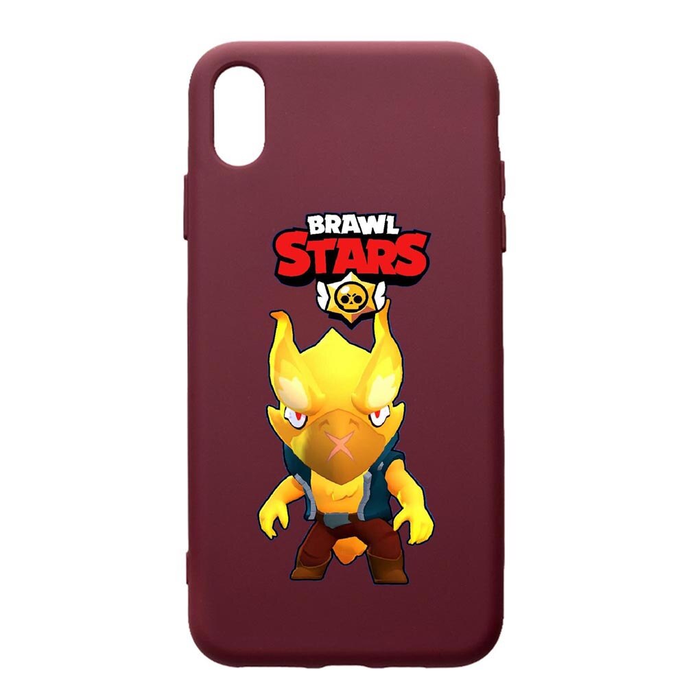 Husa Premium Silicon compatibila cu Apple iPhone XS Max, Brawl Stars Phoenix Crow, cu interiorul din material textil, protectie camera, Burgundy, PBR645