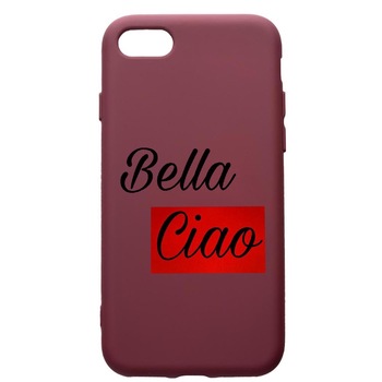 Husa Premium TPU compatibila cu Apple iPhone SE 2 / iPhone 8 / iPhone 7, La Casa De Papel Ciao Bella, cu interiorul din material textil, protectie camera, Burgundy, PBR293 Husa Premium TPU compatibila cu Apple iPhone SE 2 / iPhone 8 / iPhone 7, La Casa De Papel Ciao Bella, cu interiorul din material textil, protectie camera, Burgundy, PBR293