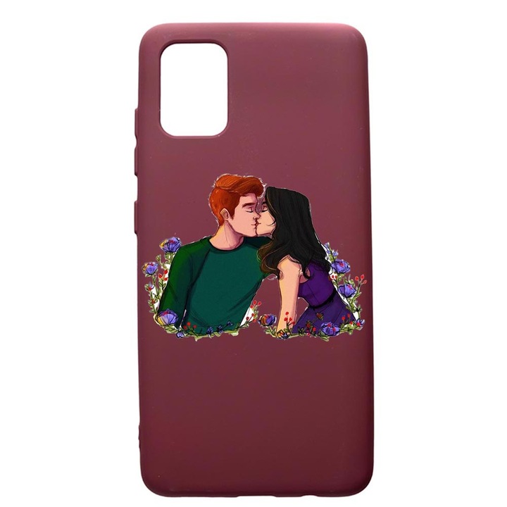 Husa Premium Silicon compatibila cu Apple iPhone 12 Pro Max, Riverdale Love, cu interiorul din material textil, protectie camera, Burgundy, PBR622