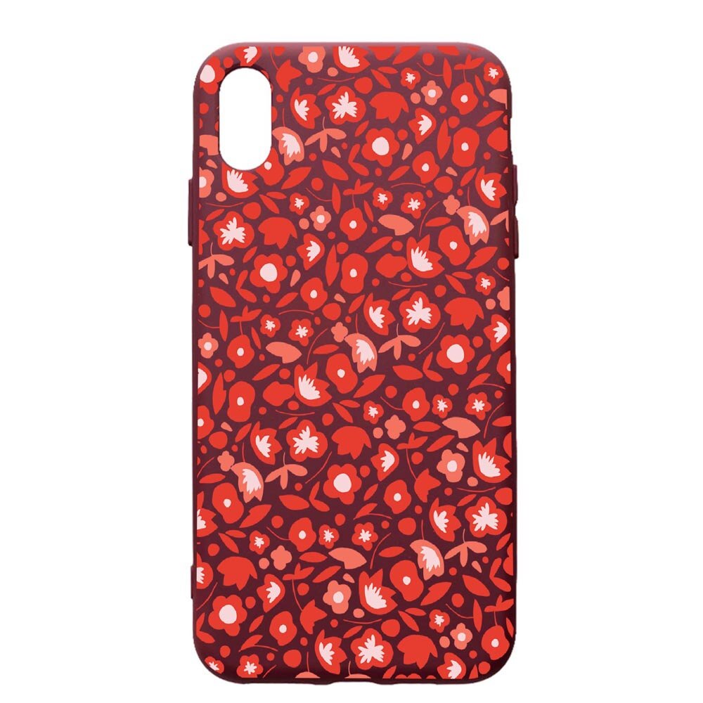 Husa Premium Silicon compatibila cu Samsung Galaxy A10, Red Flowers Pattern, cu interiorul din material textil, protectie camera, Burgundy, PBR631