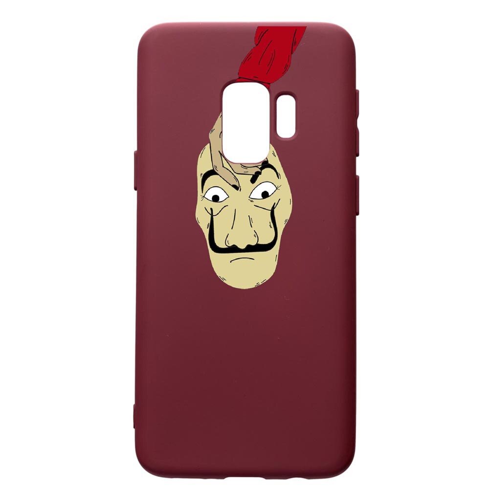 Husa Premium TPU compatibila cu Samsung Galaxy S9, La Casa De Papel, cu interiorul din material textil, protectie camera, Burgundy, PBR295