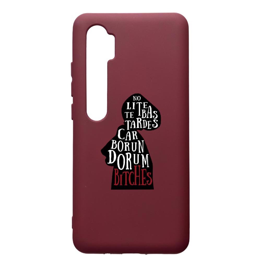 Husa Premium TPU compatibila cu Xioami Mi Note 10, The Handmaid's Tale, cu interiorul din material textil, protectie camera, Burgundy, PBR282