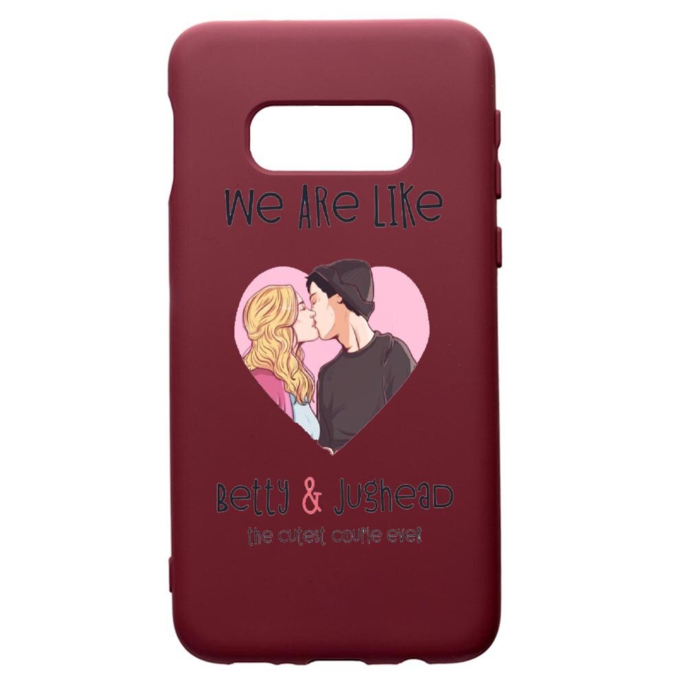 Husa Premium Silicon compatibila cu Samsung Galaxy S10E, Happy Flowers, cu interiorul din material textil, protectie camera, Burgundy, PBR625