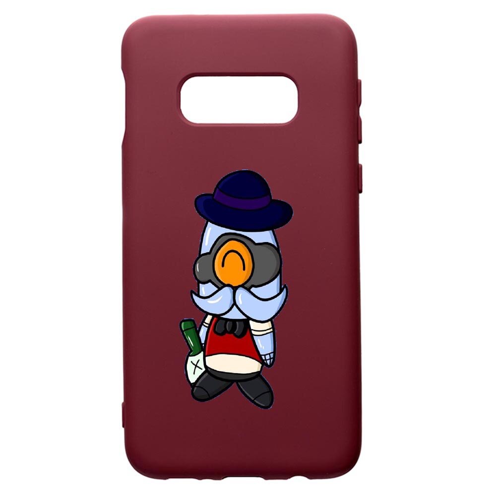 Husa Premium Silicon compatibila cu Samsung Galaxy S10E, Brawl Stars, cu interiorul din material textil, protectie camera, Burgundy, PBR649