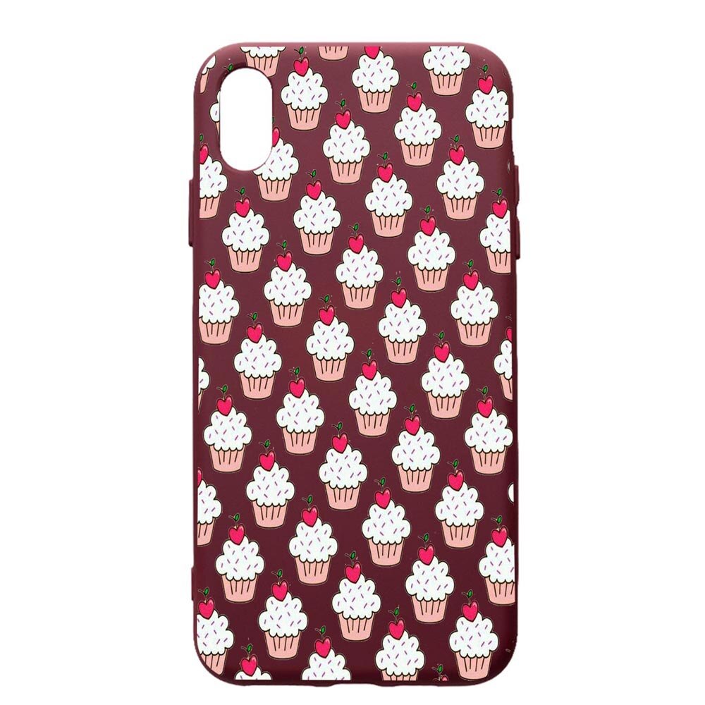 Husa Premium Silicon compatibila cu Samsung Galaxy A10, Muffins, cu interiorul din material textil, protectie camera, Burgundy, PBR668
