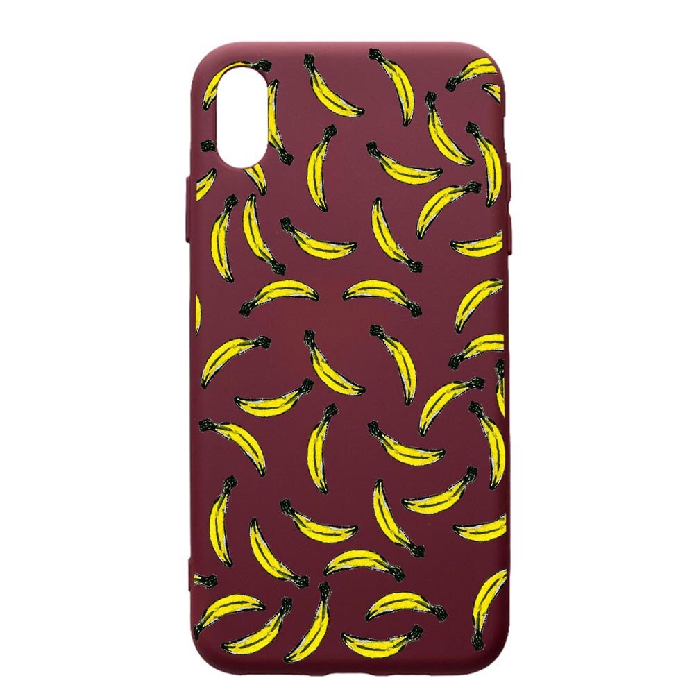 Husa Premium Silicon compatibila cu Samsung Galaxy A10, Bananas, cu interiorul din material textil, protectie camera, Burgundy, PBR664