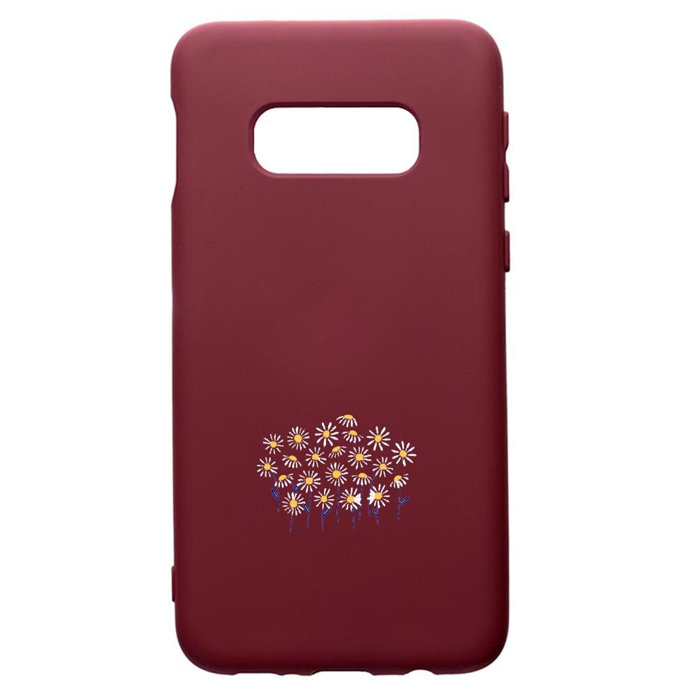 Husa Premium Silicon compatibila cu Samsung Galaxy S8, Little Flowers, cu interiorul din material textil, protectie camera, Burgundy, PBR642