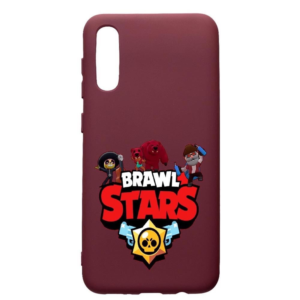 Husa Premium Silicon compatibila cu Huawei Y6 2019, Brawl Stars, cu interiorul din material textil, protectie camera, Burgundy, PBR651