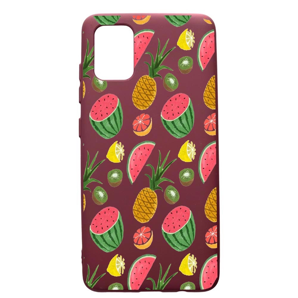 Husa Premium Silicon compatibila cu Samsung Galaxy S20 Plus, Ananas, cu interiorul din material textil, protectie camera, Burgundy, PBR666