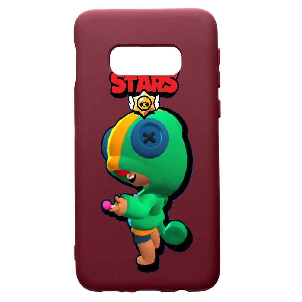 Husa Premium Silicon compatibila cu Samsung Galaxy S10E, Brawl Stars Leon, cu interiorul din material textil, protectie camera, Burgundy, PBR648
