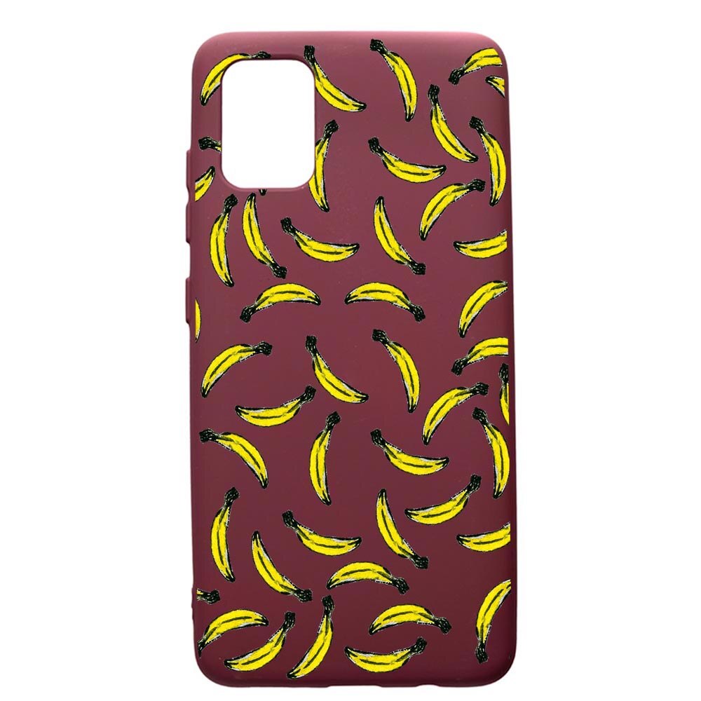Husa Premium Silicon compatibila cu Samsung Galaxy S20 Plus, Bananas, cu interiorul din material textil, protectie camera, Burgundy, PBR664