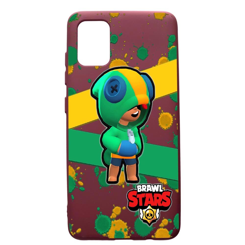 Husa Premium Silicon compatibila cu Samsung Galaxy A51, Brawl Stars Leon, cu interiorul din material textil, protectie camera, Burgundy, PBR647
