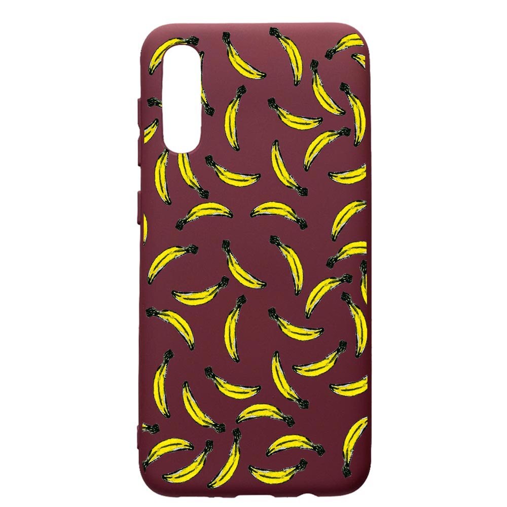Husa Premium Silicon compatibila cu Samsung Galaxy A30S, Bananas, cu interiorul din material textil, protectie camera, Burgundy, PBR664