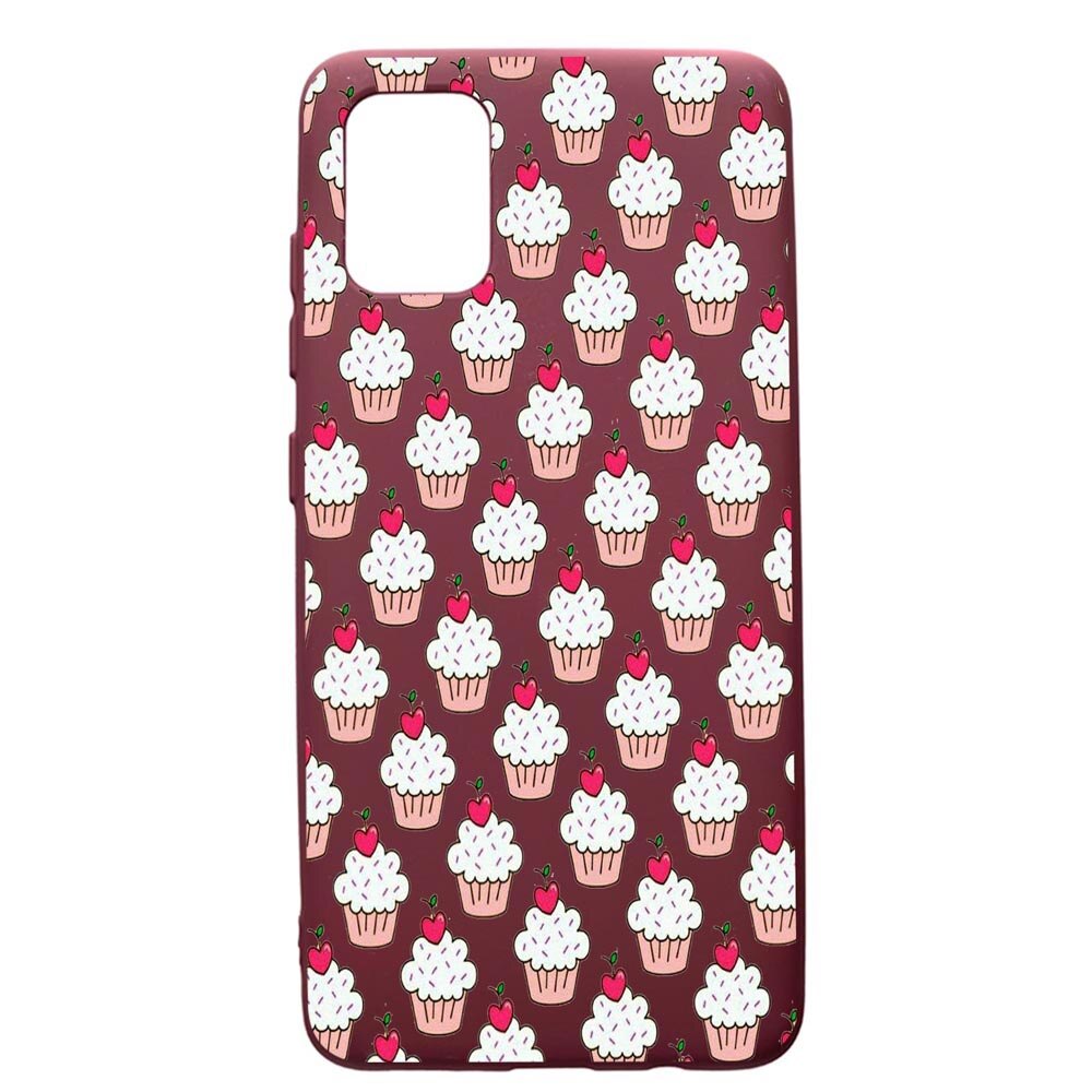 Husa Premium Silicon compatibila cu Samsung Galaxy S20 Plus, Muffins, cu interiorul din material textil, protectie camera, Burgundy, PBR668