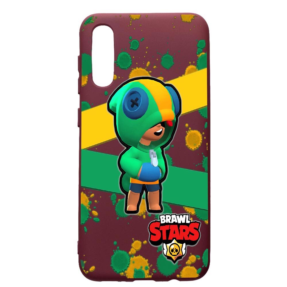 Husa Premium Silicon compatibila cu Samsung Galaxy A50, Brawl Stars Leon, cu interiorul din material textil, protectie camera, Burgundy, PBR647