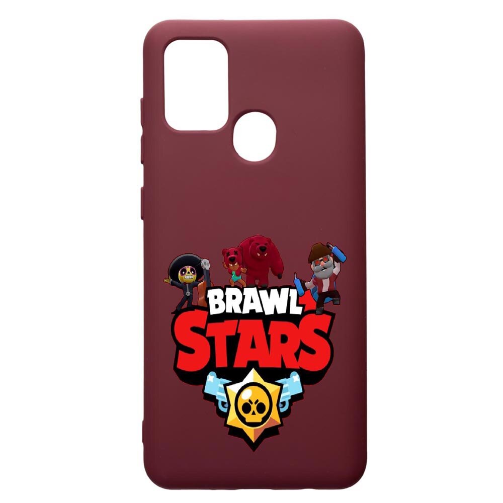 Husa Premium Silicon compatibila cu Samsung Galaxy A21S, Brawl Stars, cu interiorul din material textil, protectie camera, Burgundy, PBR651