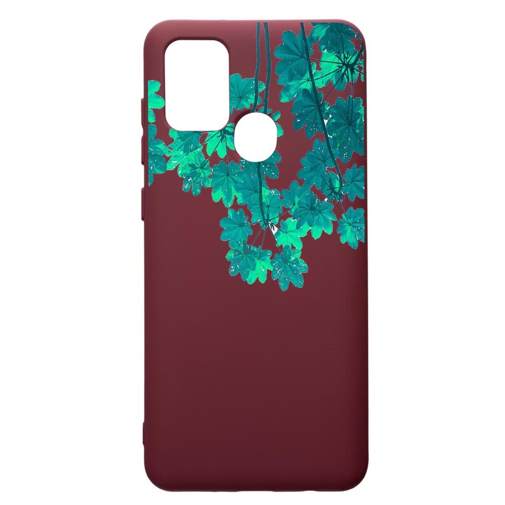 Husa Premium Silicon compatibila cu Samsung Galaxy A21S, Green Forest, cu interiorul din material textil, protectie camera, Burgundy, PBR682