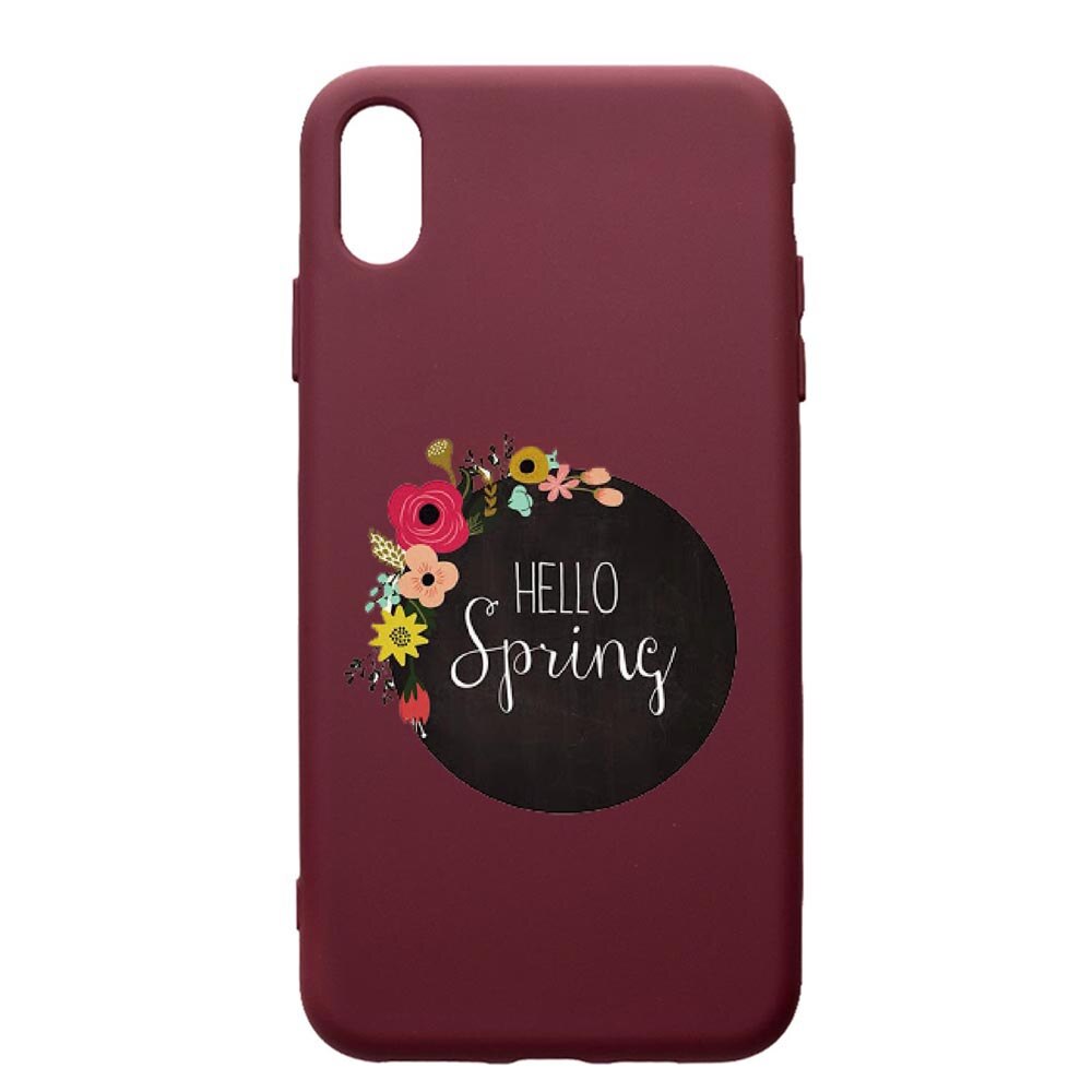 Husa Premium Silicon compatibila cu Samsung Galaxy A10, Hello Spring, cu interiorul din material textil, protectie camera, Burgundy, PBR684