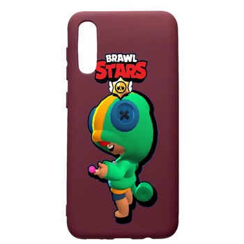 Husa Premium Silicon compatibila cu Samsung Galaxy A50, Brawl Stars Leon, cu interiorul din material textil, protectie camera, Burgundy, PBR648 Husa Premium Silicon compatibila cu Samsung Galaxy A50, Brawl Stars Leon, cu interiorul din material textil, protectie camera, Burgundy, PBR648