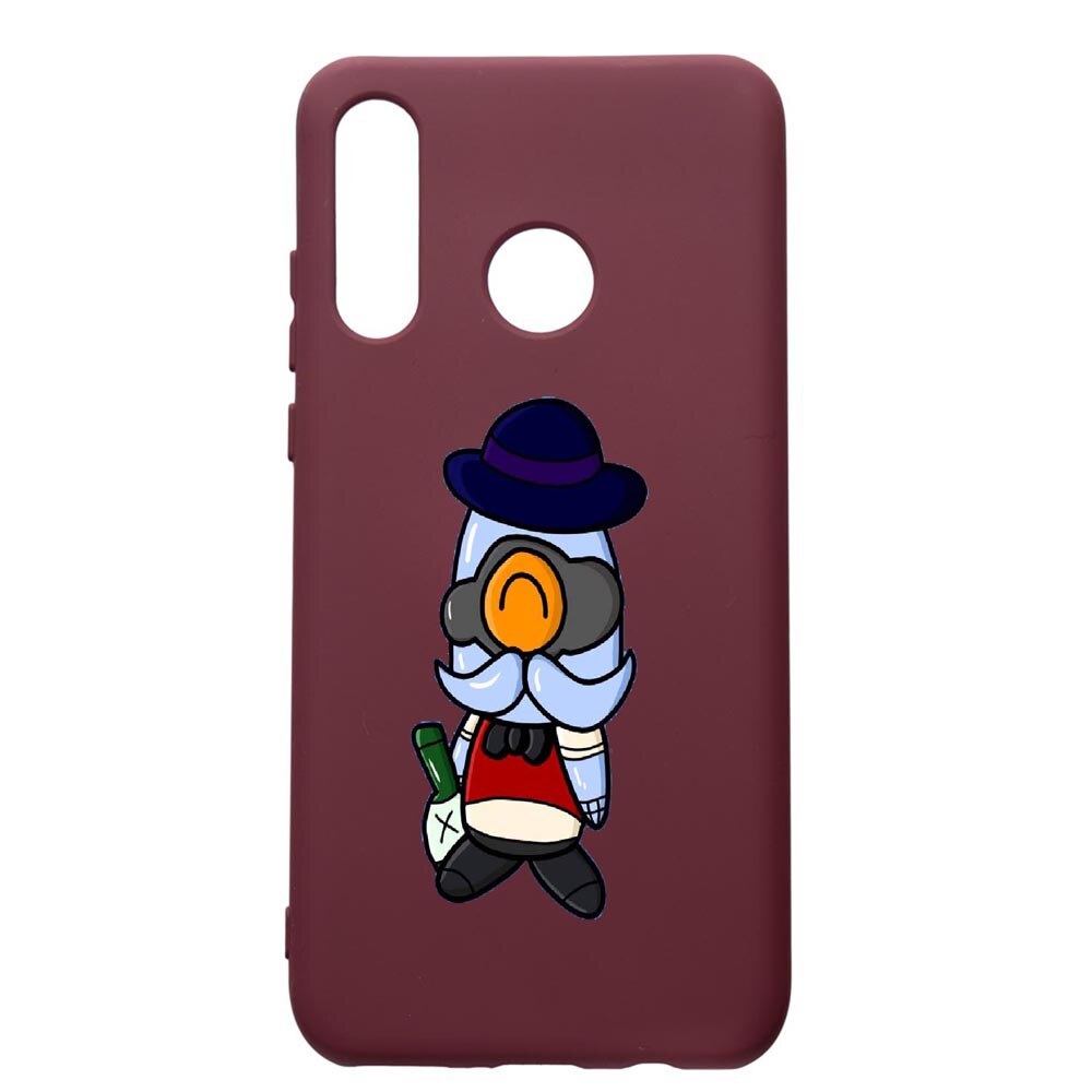 Husa Premium Silicon compatibila cu Huawei P30 Lite, Brawl Stars, cu interiorul din material textil, protectie camera, Burgundy, PBR649