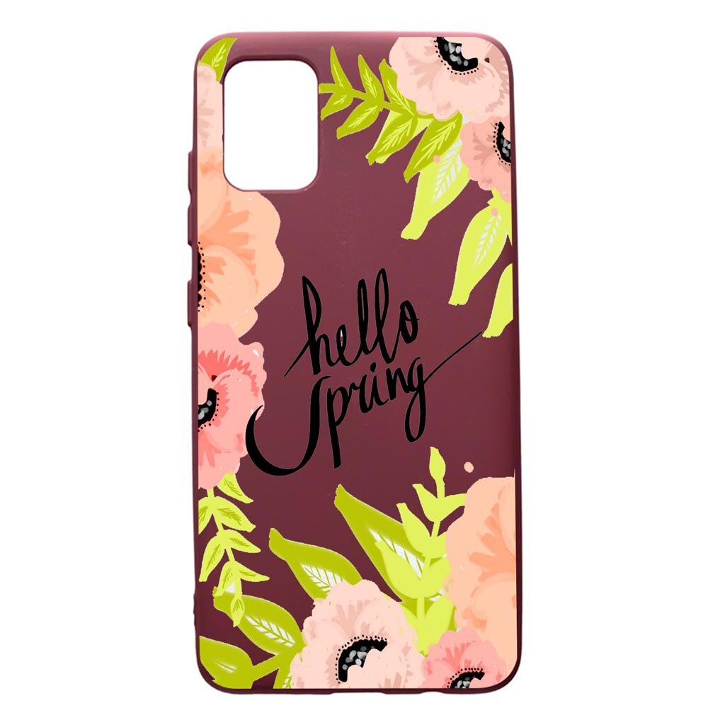 Husa Premium Silicon compatibila cu Apple iPhone 11 Pro Max, Hello Spring, cu interiorul din material textil, protectie camera, Burgundy, PBR685