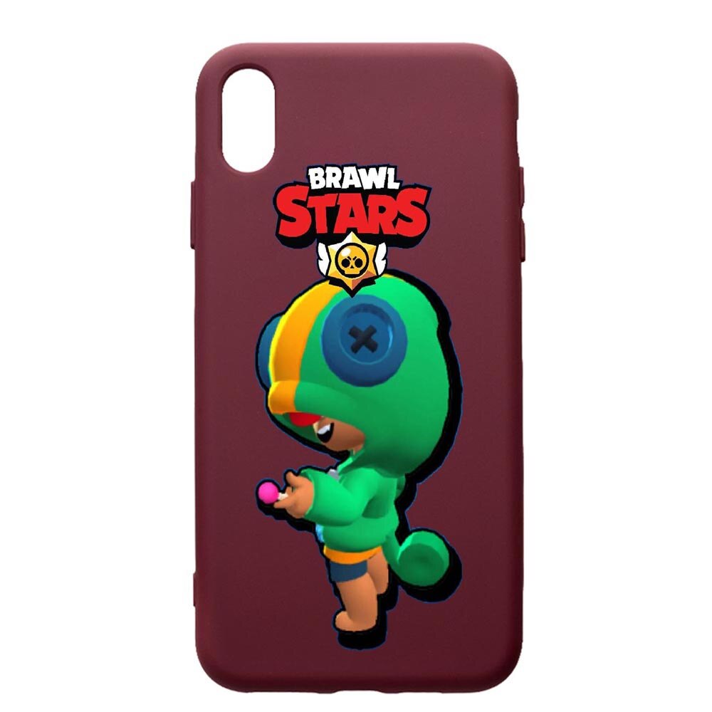 Husa Premium Silicon compatibila cu Samsung Galaxy A10, Brawl Stars Leon, cu interiorul din material textil, protectie camera, Burgundy, PBR648
