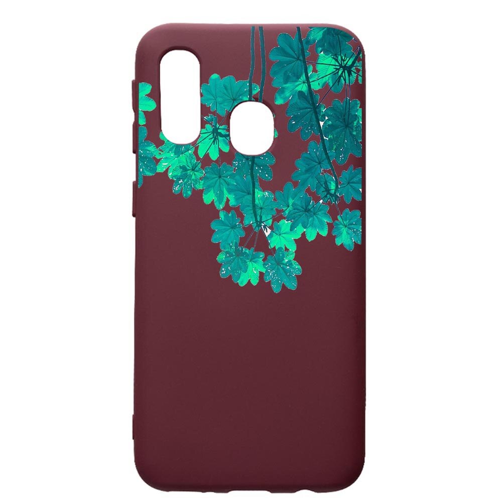 Husa Premium Silicon compatibila cu Samsung Galaxy A40, Green Forest, cu interiorul din material textil, protectie camera, Burgundy, PBR682