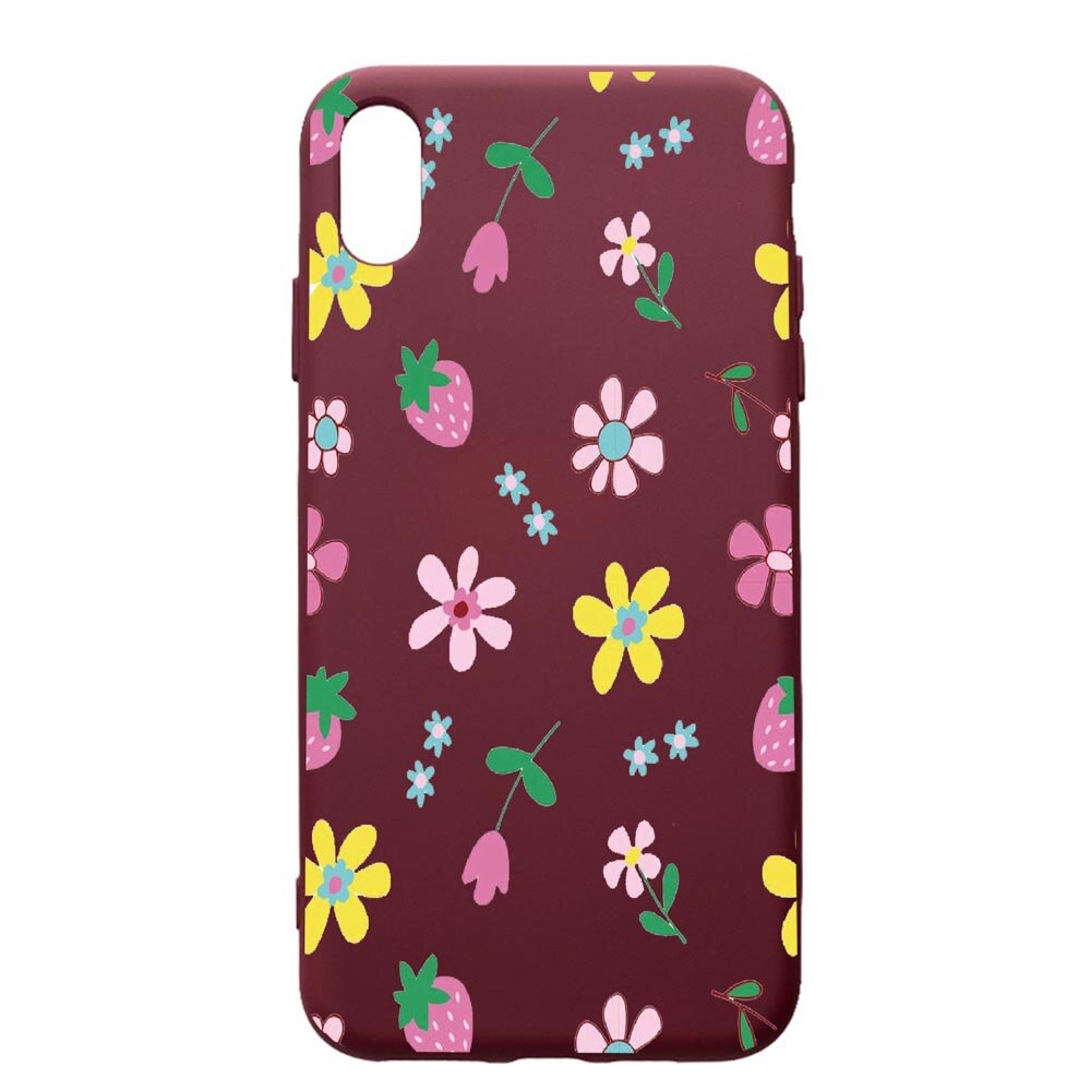 Husa Premium Silicon compatibila cu Samsung Galaxy A10, Flowers, cu interiorul din material textil, protectie camera, Burgundy, PBR687