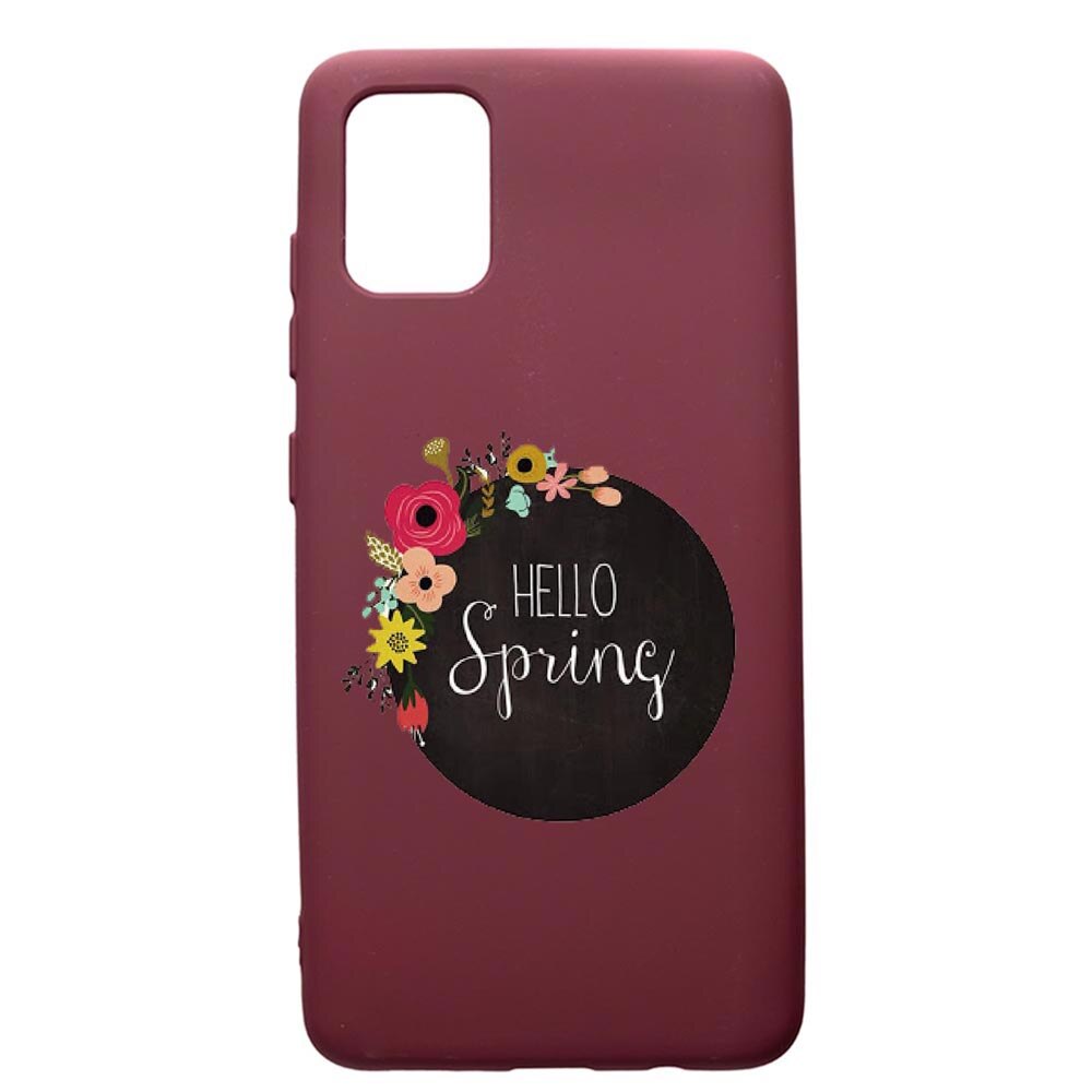Husa Premium Silicon compatibila cu Samsung Galaxy A51, Hello Spring, cu interiorul din material textil, protectie camera, Burgundy, PBR684