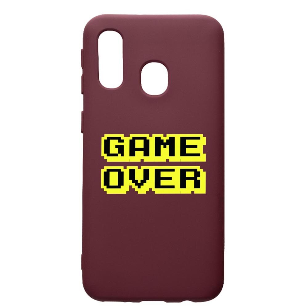 Husa Premium Silicon compatibila cu Samsung Galaxy A20E, Game Over, cu interiorul din material textil, protectie camera, Burgundy, PBR671