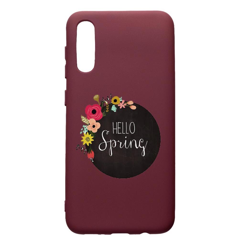 Husa Premium Silicon compatibila cu Huawei Y6 2019, Hello Spring, cu interiorul din material textil, protectie camera, Burgundy, PBR684