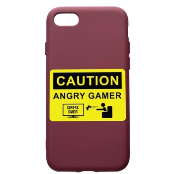 Husa Premium Silicon compatibila cu Apple iPhone SE 2 / iPhone 8 / iPhone 7, Gamer - Angry Gamer, cu interiorul din material textil, protectie camera, Burgundy, PBR673 Husa Premium Silicon compatibila cu Apple iPhone SE 2 / iPhone 8 / iPhone 7, Gamer - Angry Gamer, cu interiorul din material textil, protectie camera, Burgundy, PBR673
