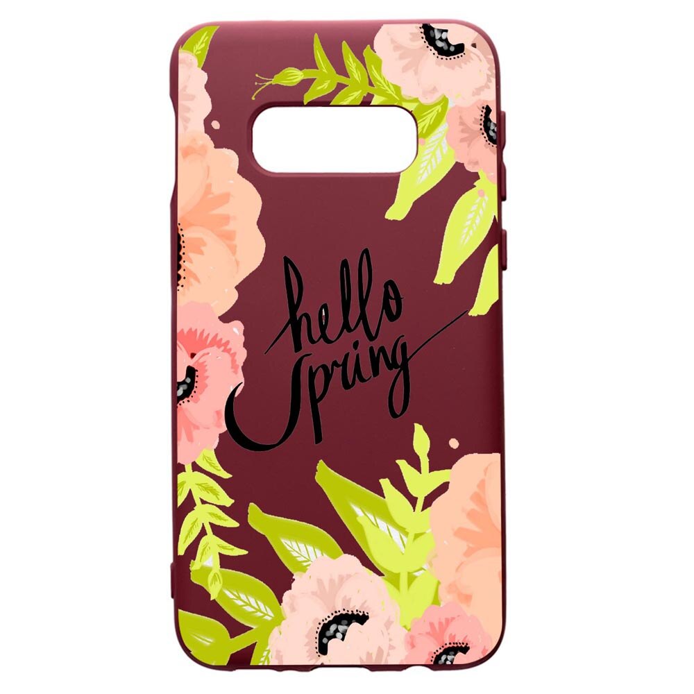 Husa Premium Silicon compatibila cu Samsung Galaxy S10E, Hello Spring, cu interiorul din material textil, protectie camera, Burgundy, PBR685