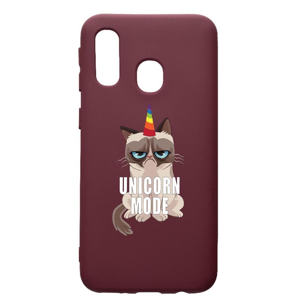 Husa Premium Silicon compatibila cu Samsung Galaxy A40, Meme - Gumpy Unicorn Mode, cu interiorul din material textil, protectie camera, Burgundy, PBR654