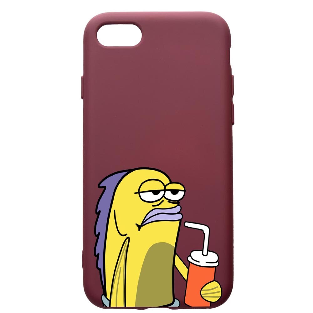 Husa Premium Silicon compatibila cu Apple iPhone SE 2 / iPhone 8 / iPhone 7, Meme, cu interiorul din material textil, protectie camera, Burgundy, PBR652