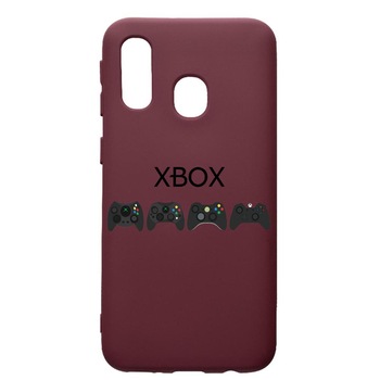 Husa Premium Silicon compatibila cu Samsung Galaxy A40, Gamer - Xbox, cu interiorul din material textil, protectie camera, Burgundy, PBR674 Husa Premium Silicon compatibila cu Samsung Galaxy A40, Gamer - Xbox, cu interiorul din material textil, protectie camera, Burgundy, PBR674