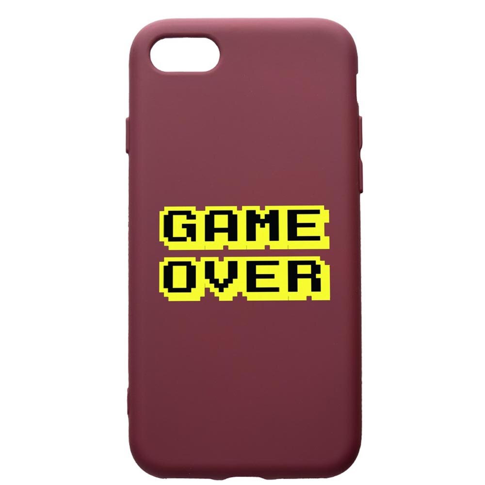 Husa Premium Silicon compatibila cu Apple iPhone SE 2 / iPhone 8 / iPhone 7, Game Over, cu interiorul din material textil, protectie camera, Burgundy, PBR671