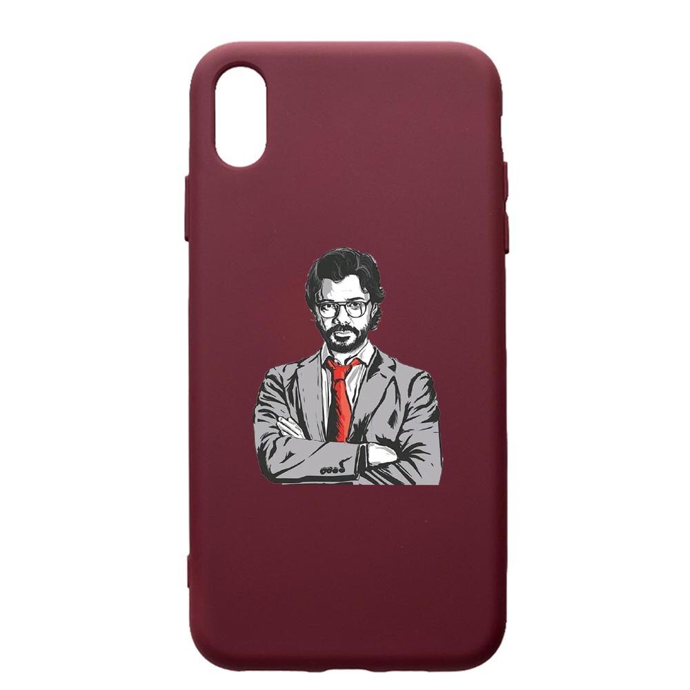 Husa Premium Silicon compatibila cu Samsung Galaxy A10, La Casa De Papel - Profesor, cu interiorul din material textil, protectie camera, Burgundy, PBR712