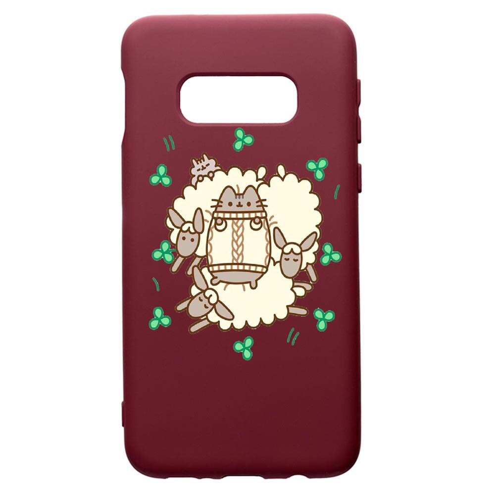 Husa Premium Silicon compatibila cu Samsung Galaxy S10E, Rabbits - Lambs, cu interiorul din material textil, protectie camera, Burgundy, PBR692