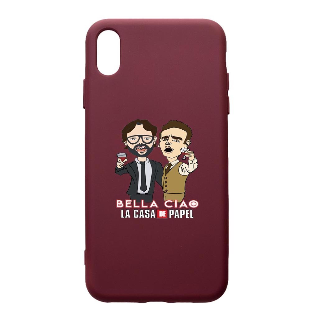 Husa Premium Silicon compatibila cu Samsung Galaxy A10, La Casa De Papel - Berlin - Profesor, cu interiorul din material textil, protectie camera, Burgundy, PBR711