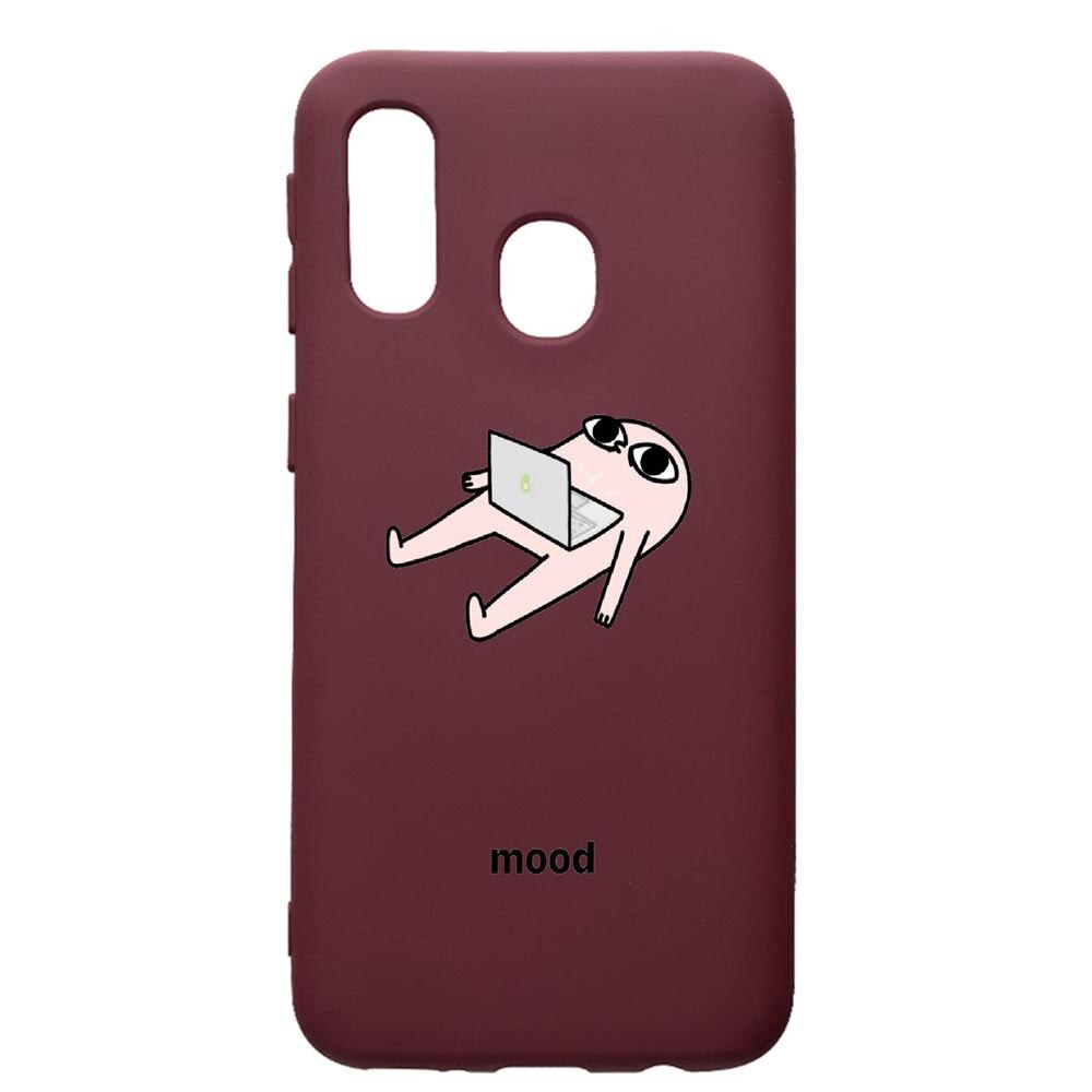 Husa Premium Silicon compatibila cu Samsung Galaxy A20E, Meme, cu interiorul din material textil, protectie camera, Burgundy, PBR659